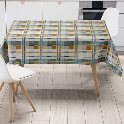 Wachstuch Tischdecke kariert blau beige grün
