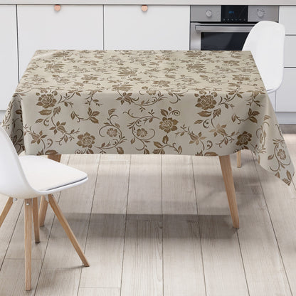 Wachstuch Tischdecke 01536-02 goldene Blumenranken auf beige floral Elegant Barock eckig rund oval
