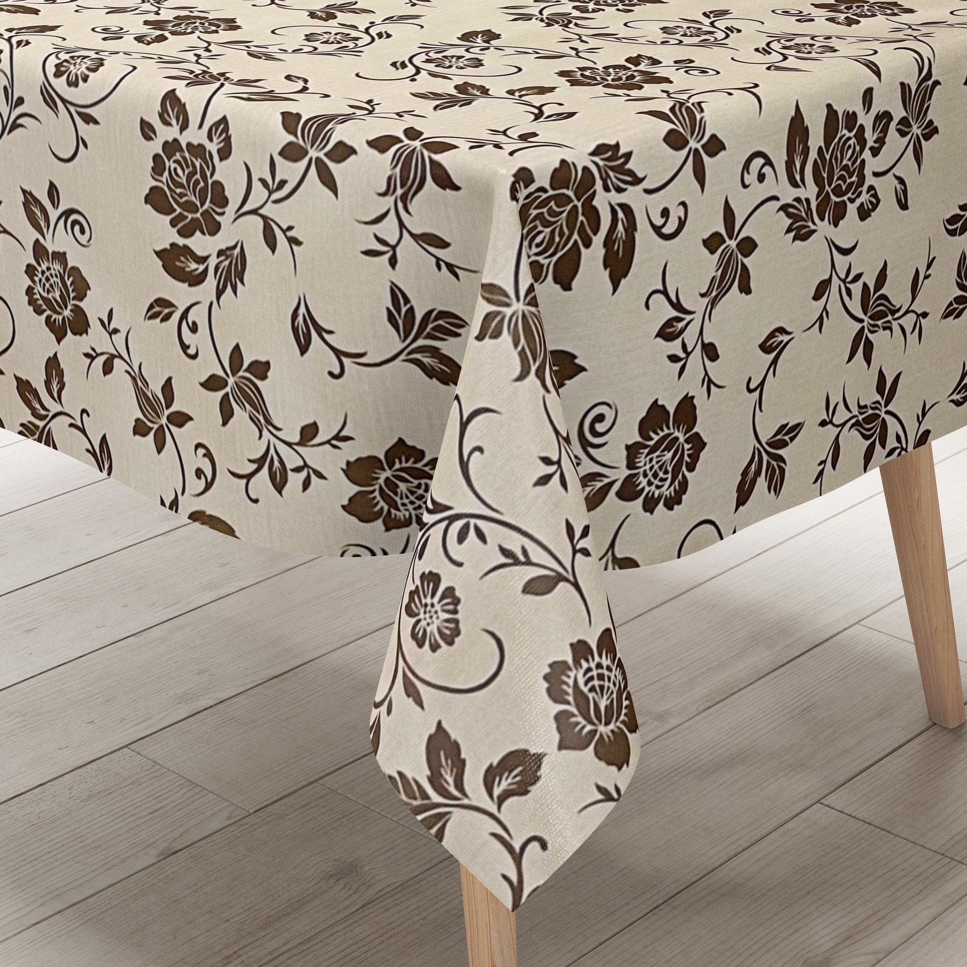 Wachstuch Tischecke beige bronze elegant barock