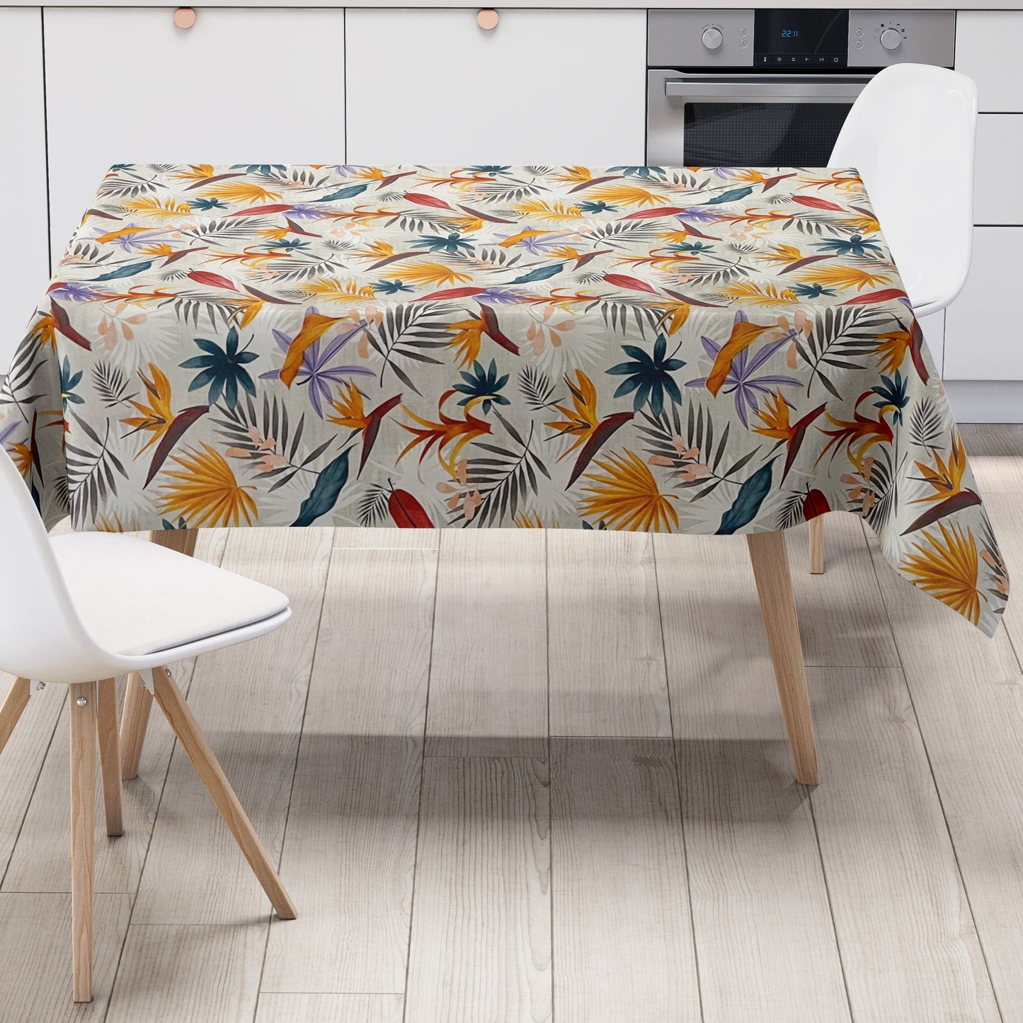 Wachstuch Tischdecke Dschungel Blumen Blätter 