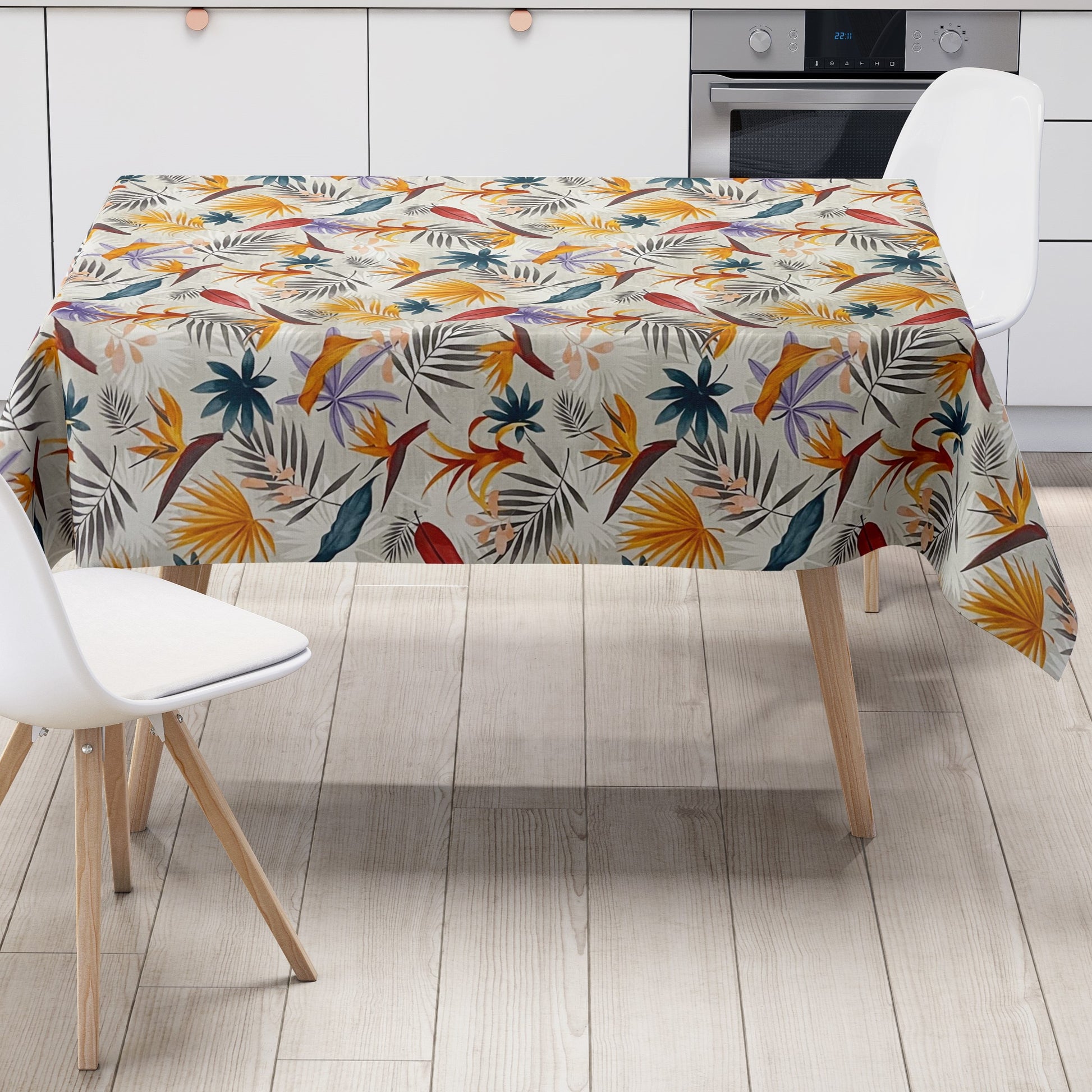 Wachstuch Tischdecke Dschungel Blumen Blätter 
