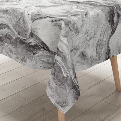 Nappe en toile cirée 01573-07 noir blanc marbré aspect marbre carré rond ovale