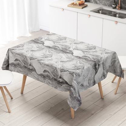 Nappe en toile cirée 01573-07 noir blanc marbré aspect marbre carré rond ovale