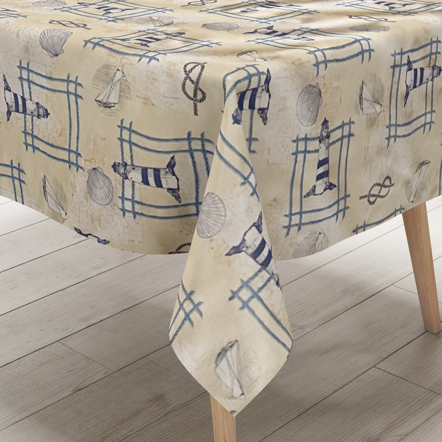 Wachstuch Tischdecke maritim beige