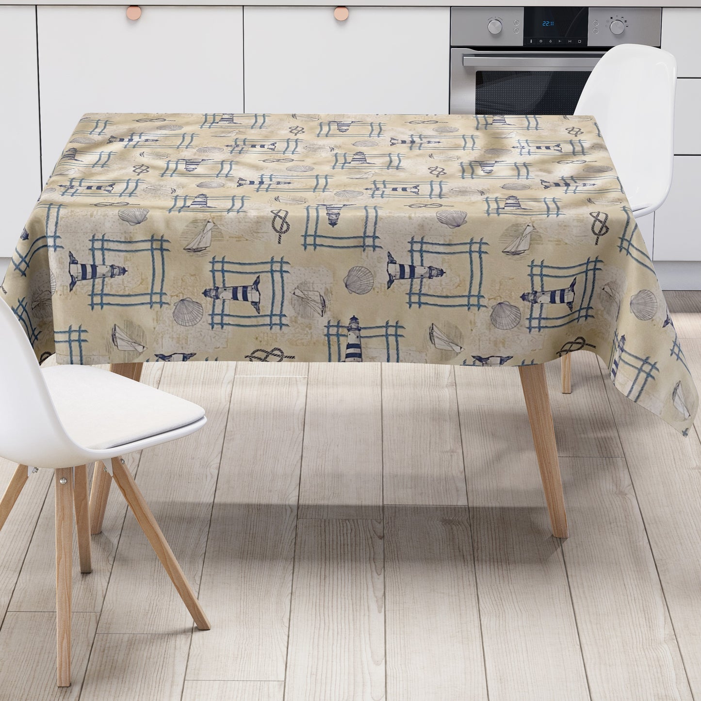 Wachstuch Tischdecke maritim beige