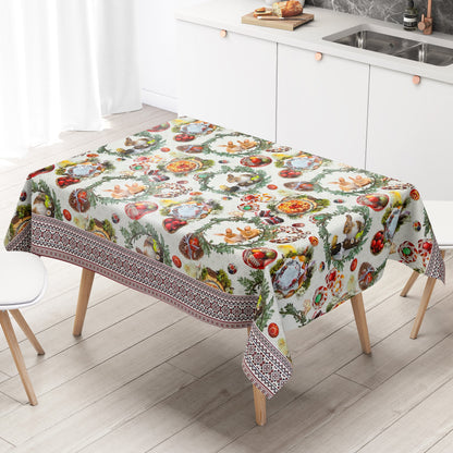 Oilcloth roll sold by the meter roll 01611-01 Easter Easter bunny Easter eggs border pattern