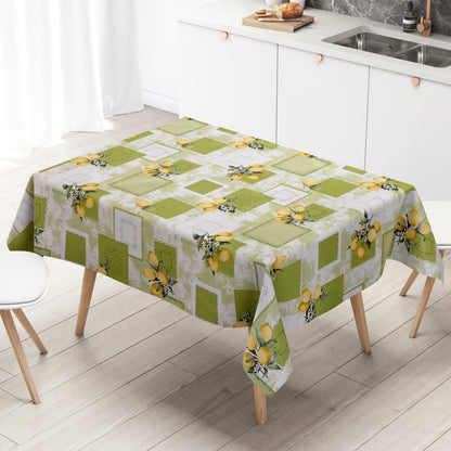Wachstuch Tischdecke Zitronen grün