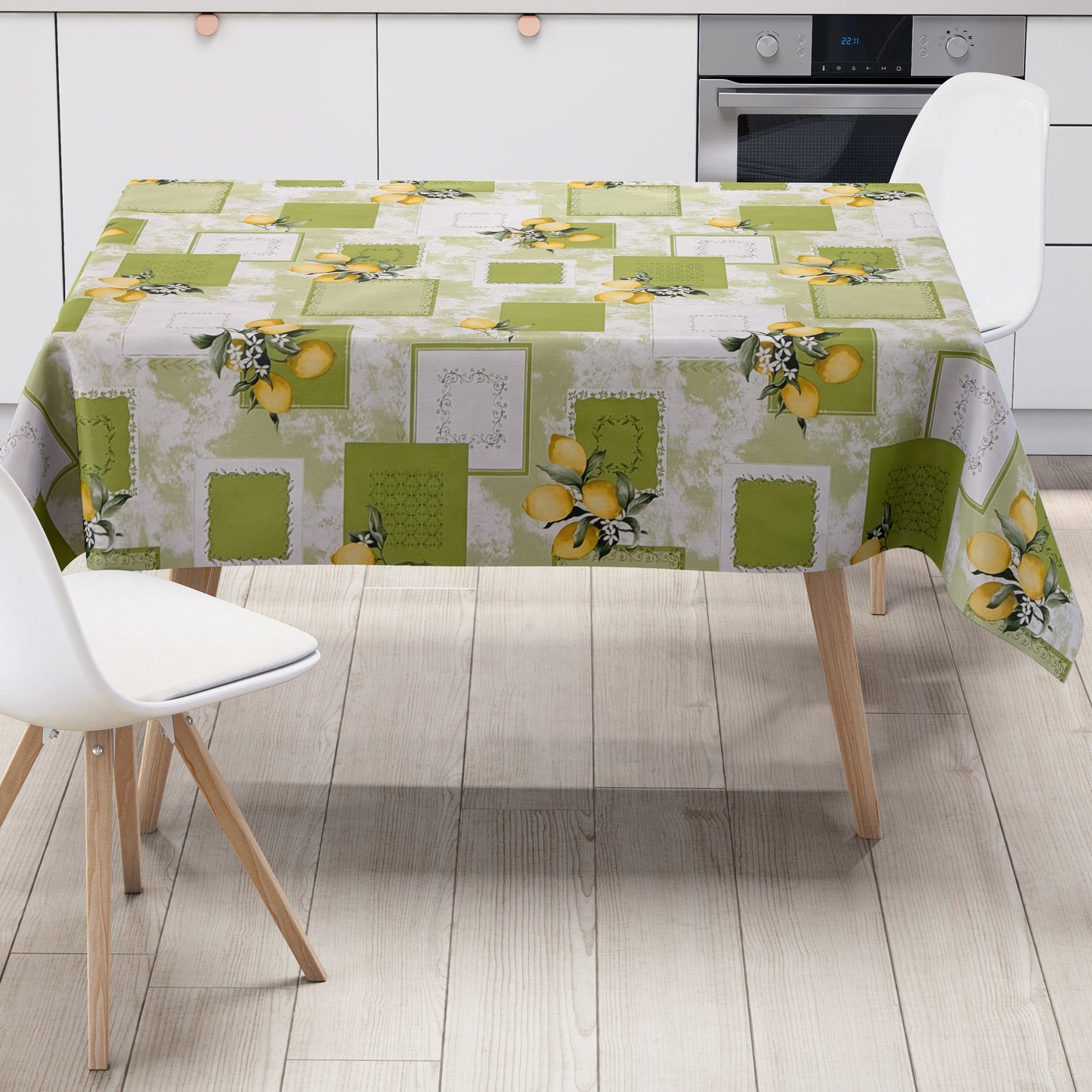 Wachstuch Tischdecke Zitronen grün