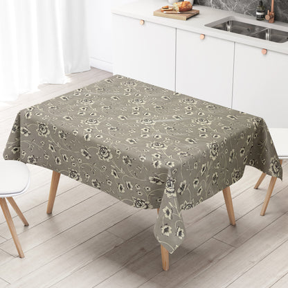 Wachstuch Tischdecke Rosen grau beige