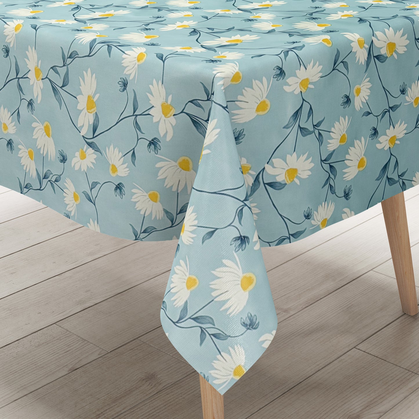 Wachstuch Tischdecke Margeriten hellblau