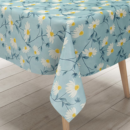 Wachstuch Tischdecke Margeriten hellblau