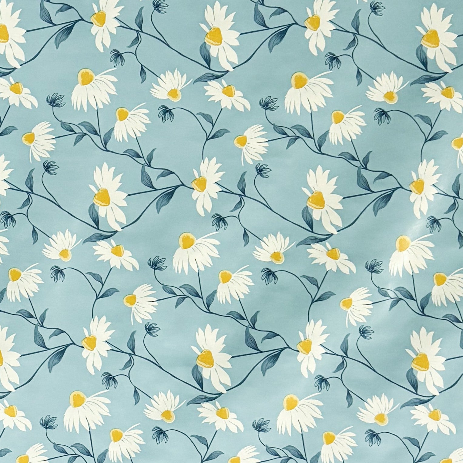 Wachstuch Tischdecke Margeriten hellblau