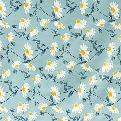 Wachstuch Tischdecke Margeriten hellblau