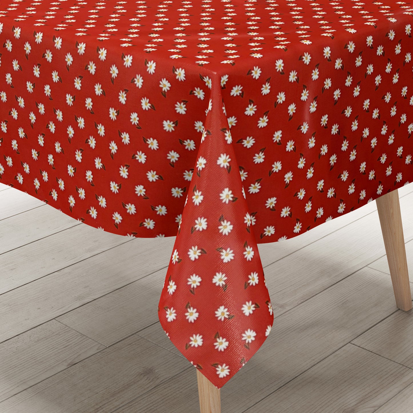 Wachstuch Tischdecke Gänseblümchen rot