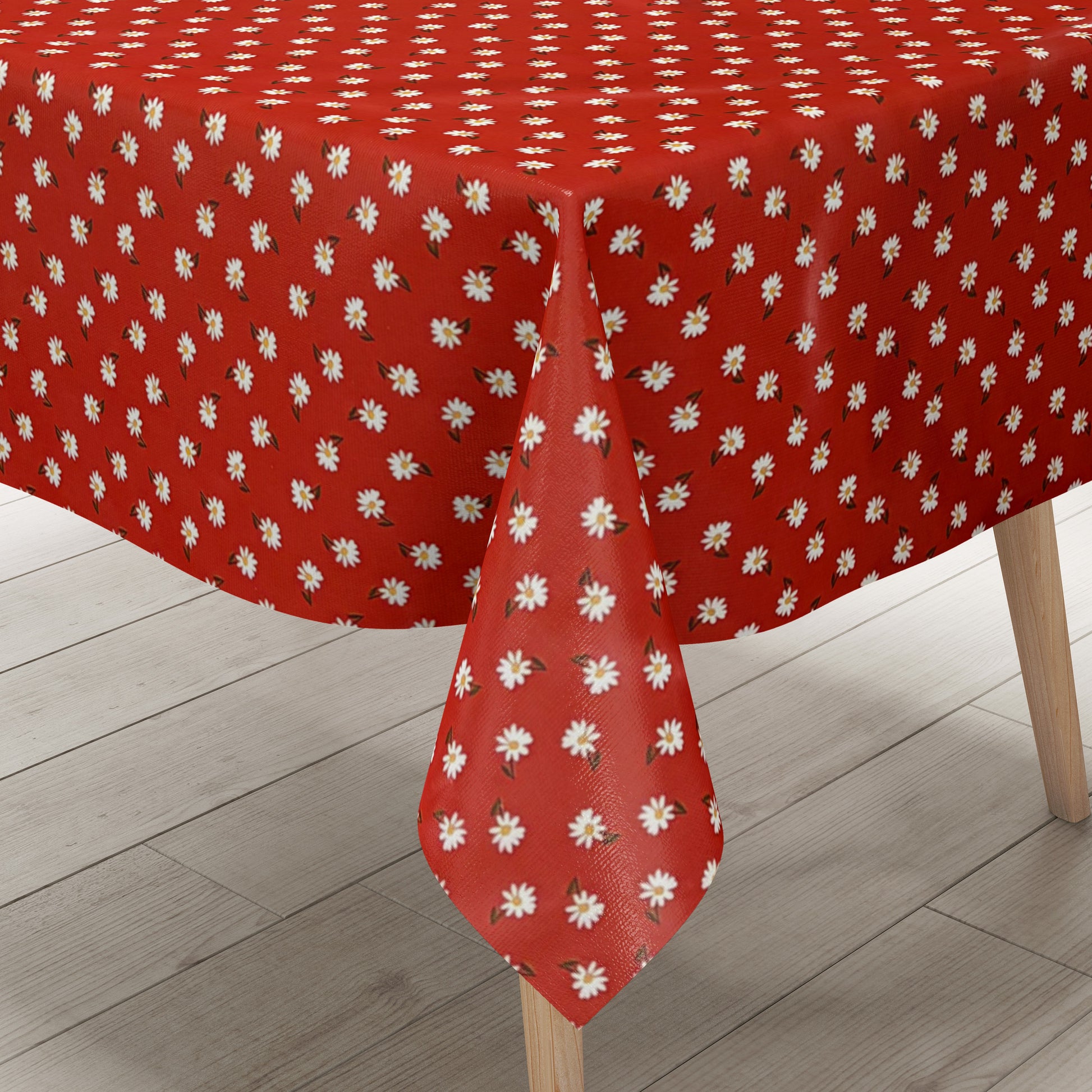 Wachstuch Tischdecke Gänseblümchen rot