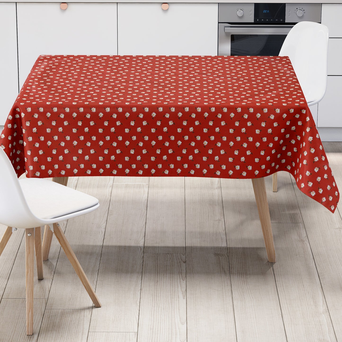 Wachstuch Tischdecke Gänseblümchen rot