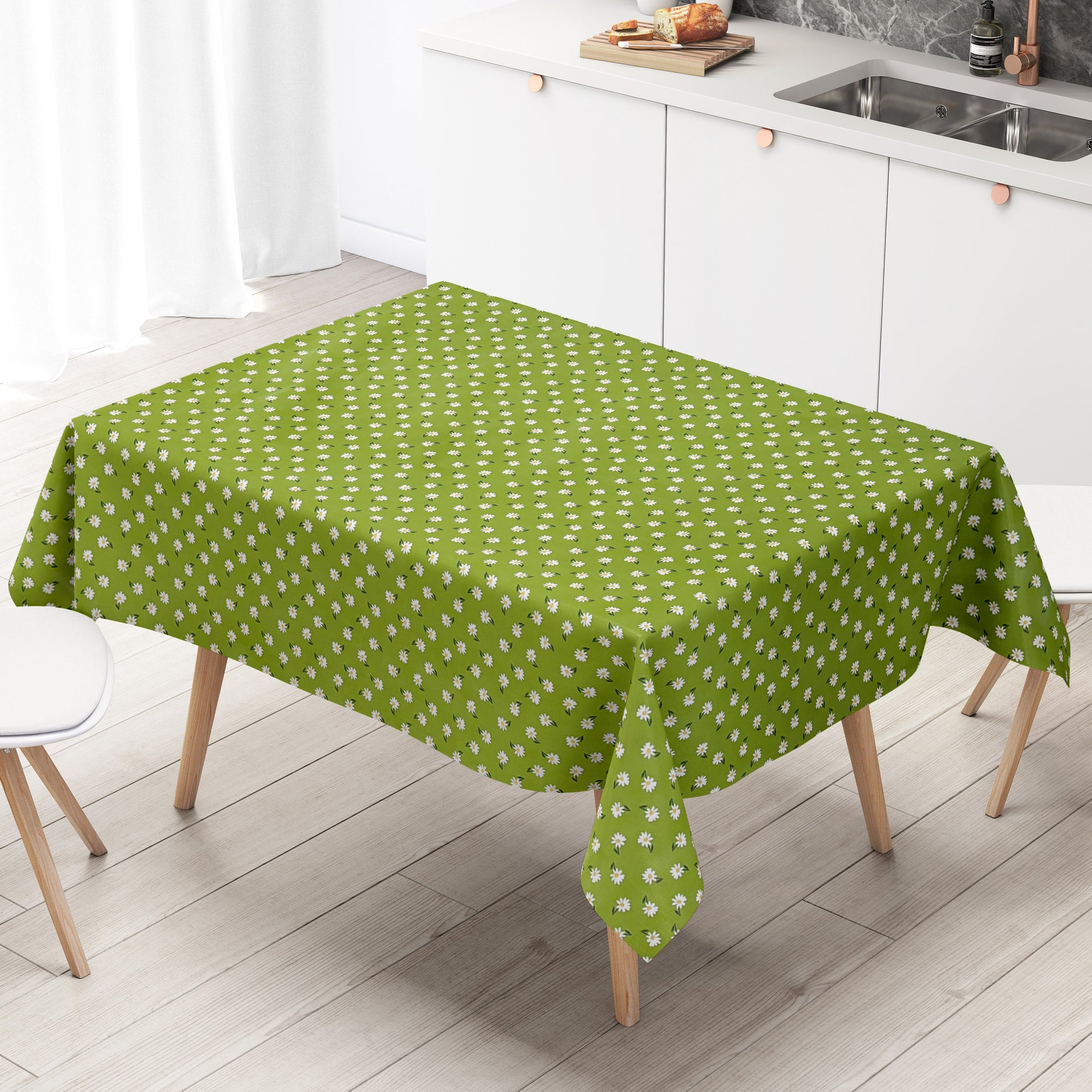 Wachstuch Tischdecke Gänseblümchen grün