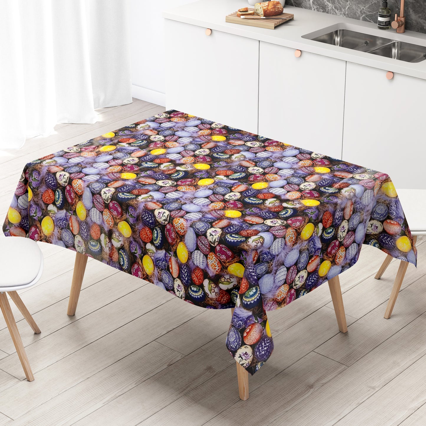 Rouleau de toile cirée vendu au mètre 01726-00 Pâques coloré Oeufs de Pâques peints