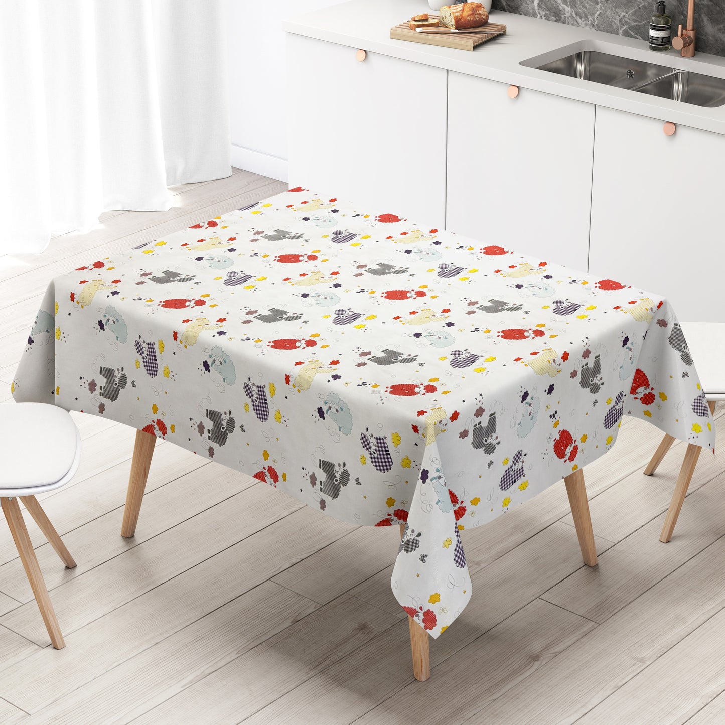 Wachstuch Tischdecke bunte Schafe