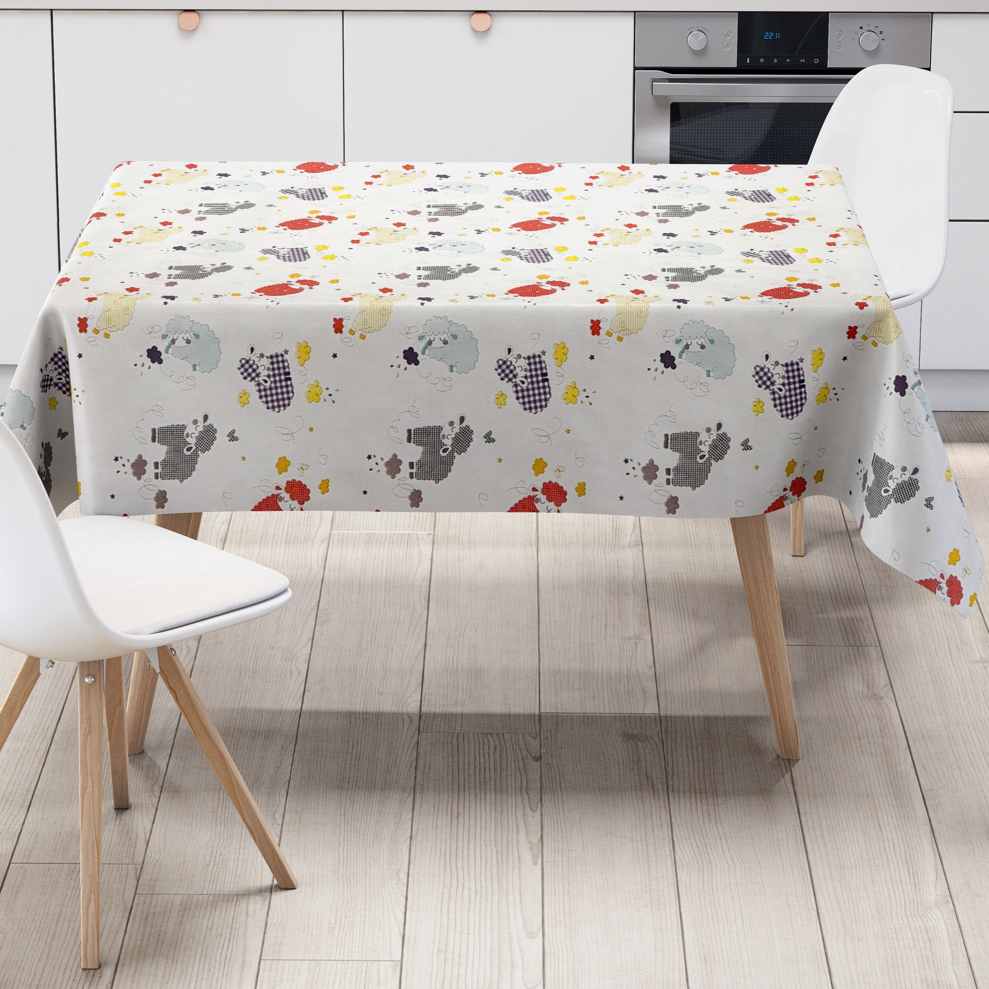 Wachstuch Tischdecke bunte Schafe