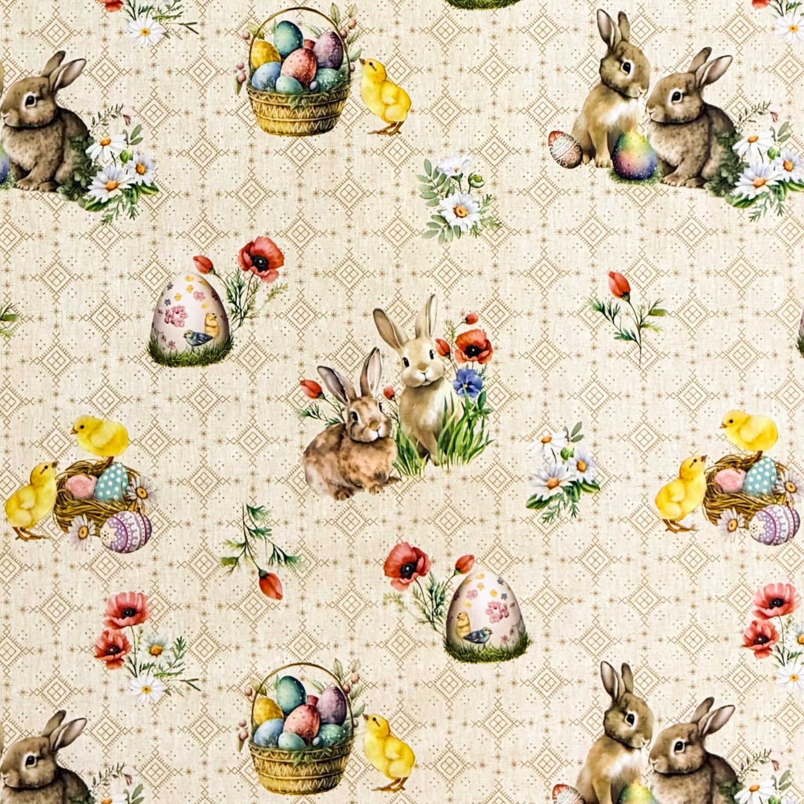 Wachstuch Tischdecke Ostern Easter beige