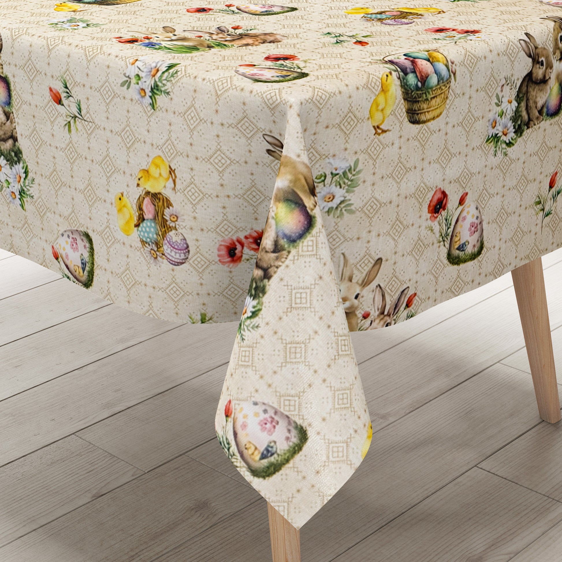 Wachstuch Tischdecke Ostern Easter beige