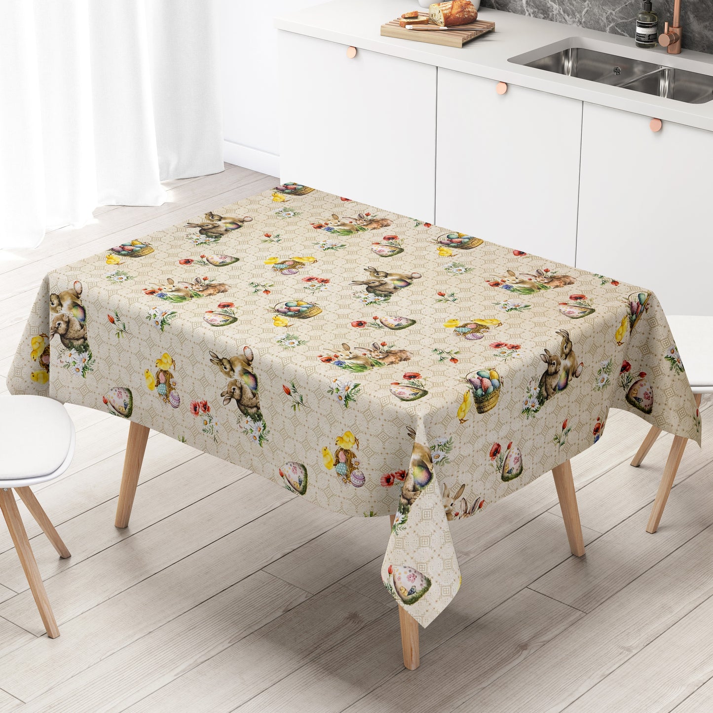 Wachstuch Tischdecke Ostern Easter beige