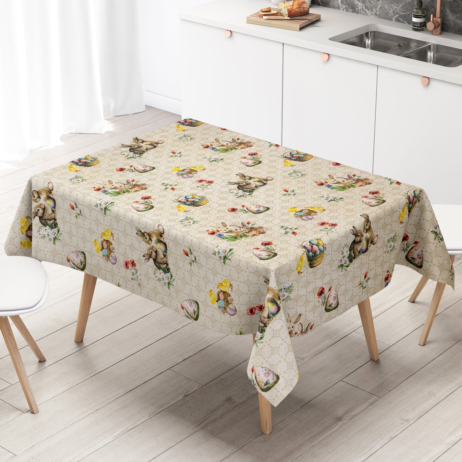Wachstuch Tischdecke Ostern Easter beige