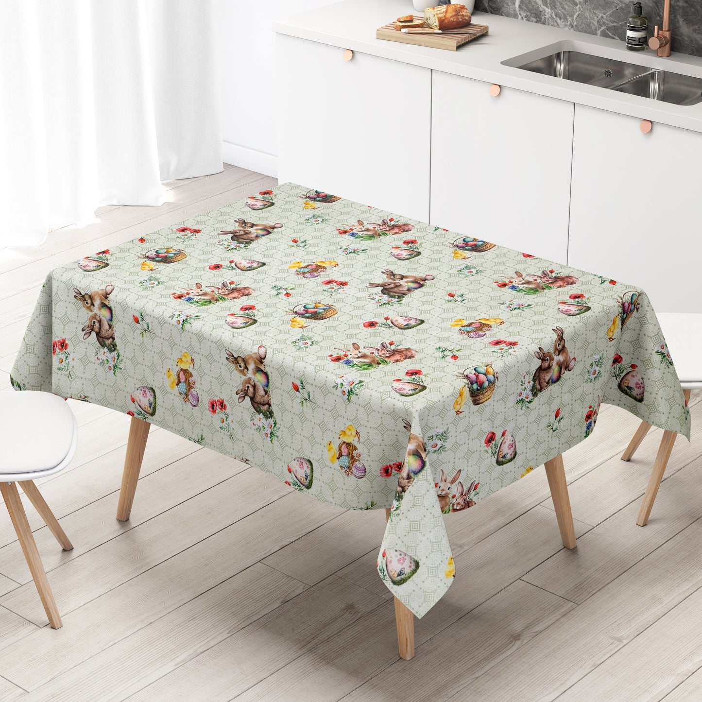 Wachstuch Tischdecke Ostern grün