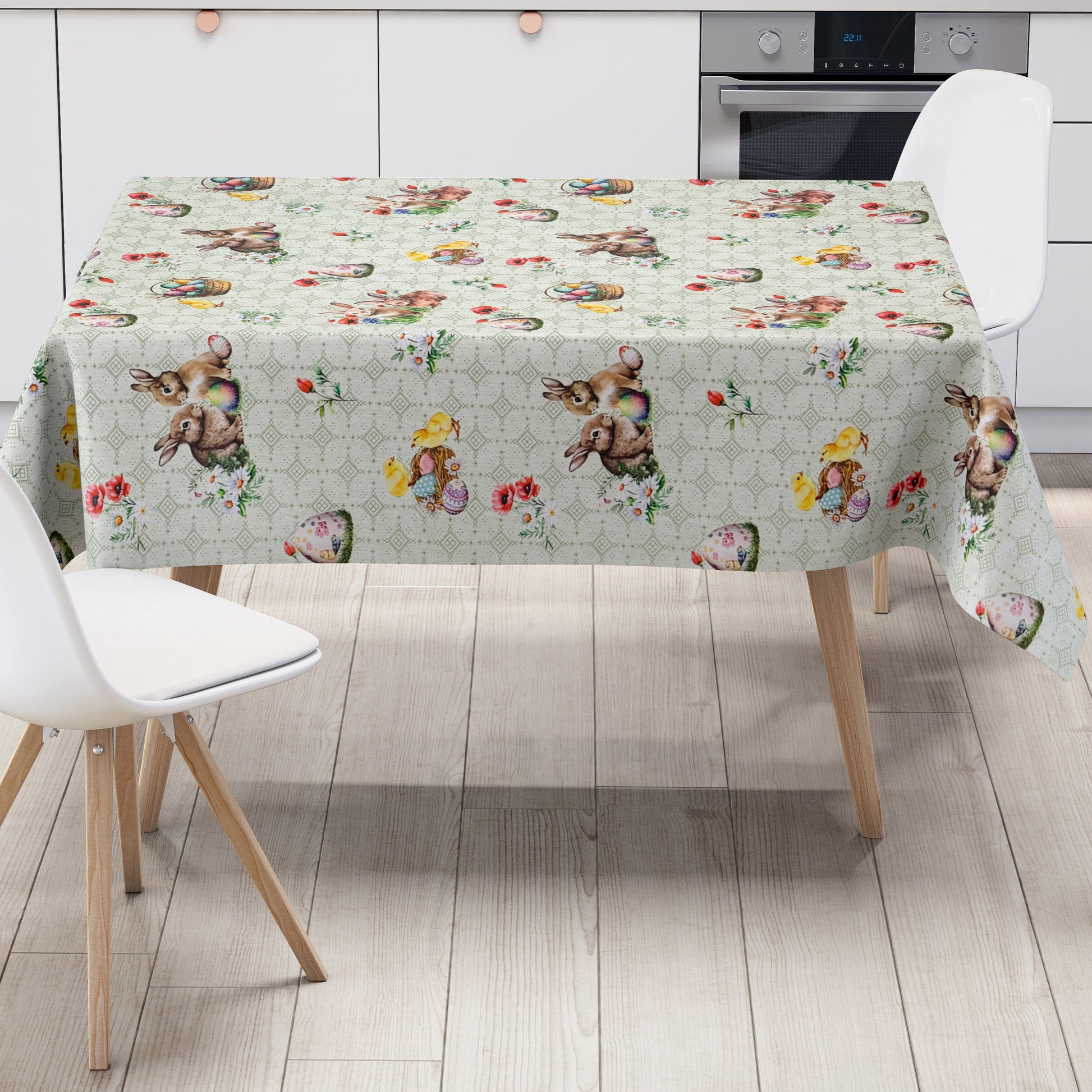 Wachstuch Tischdecke Ostern grün
