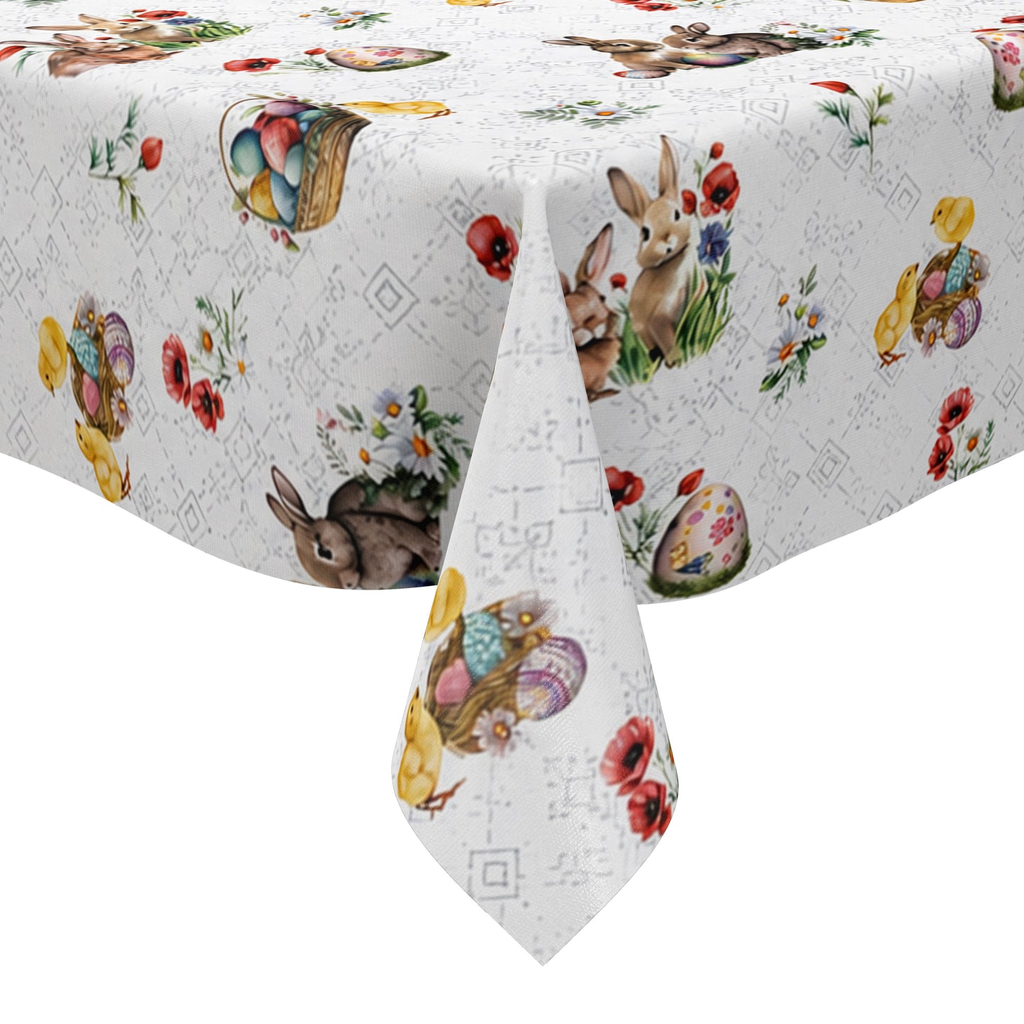 Wachstuch Tischdecke 01747-05 weiß Ostern Osterhase Osterei Osterküken eckig rund oval