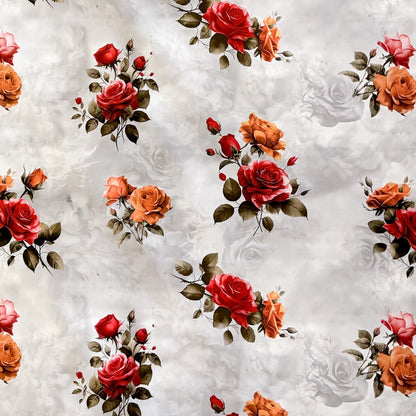 Wachstuch Tischdecke rote Rosen auf grau