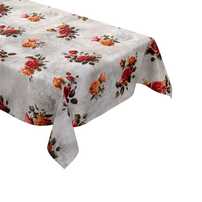 Wachstuch Tischdecke rote Rosen auf grau