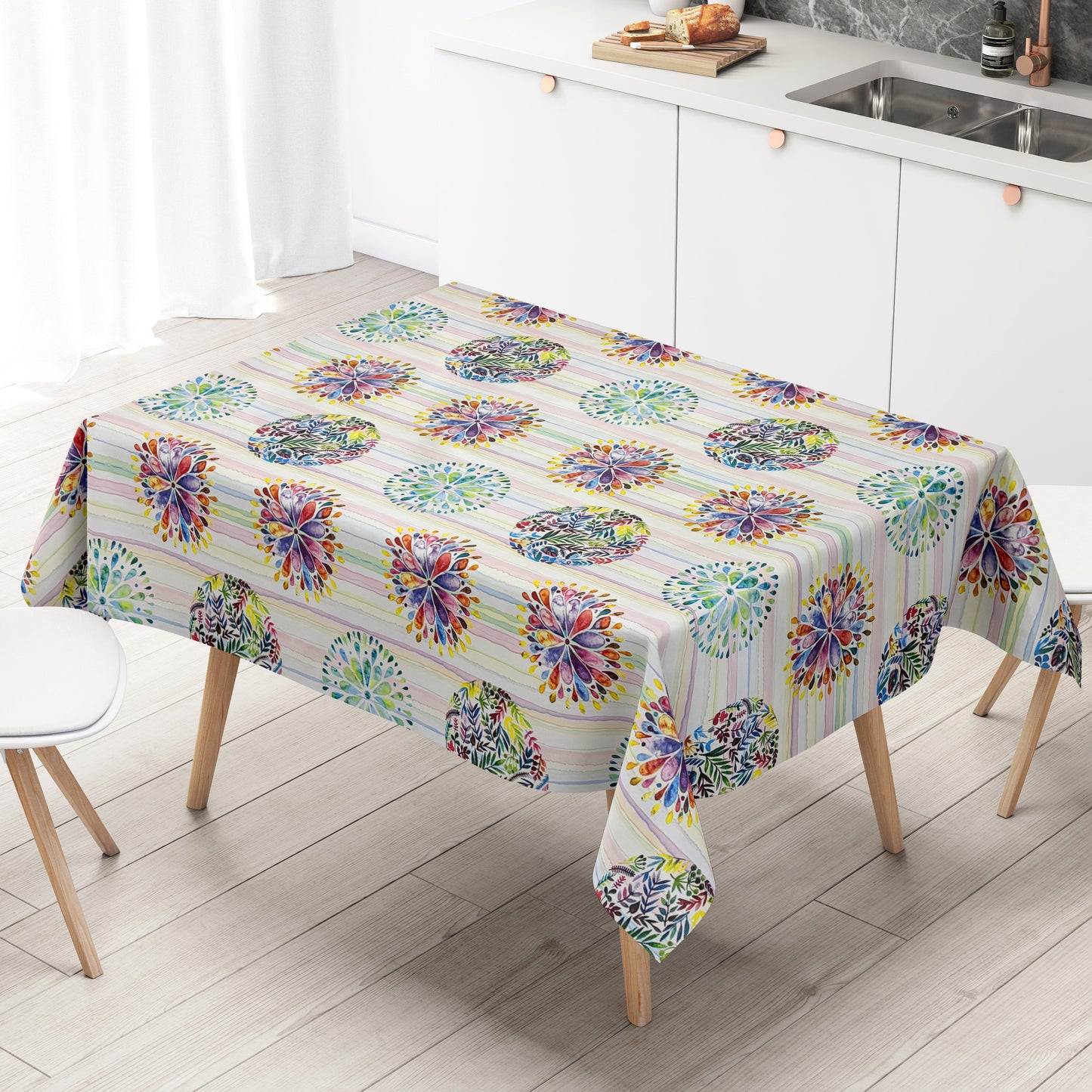 Wachstuch Tischdecke Flower Power Mandala Chakra