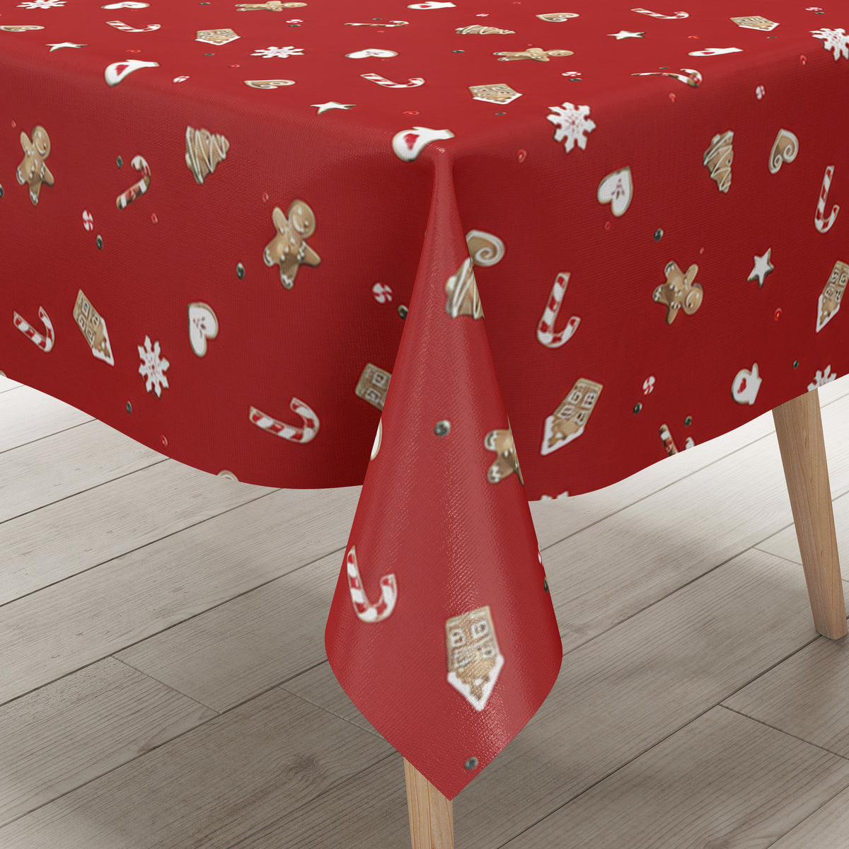 Wachstuch Tischdecke Weihnachten rot Lebkuchenmann