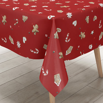 Wachstuch Tischdecke Weihnachten rot Lebkuchenmann