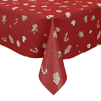 Wachstuch Tischdecke Weihnachten rot Lebkuchenmann