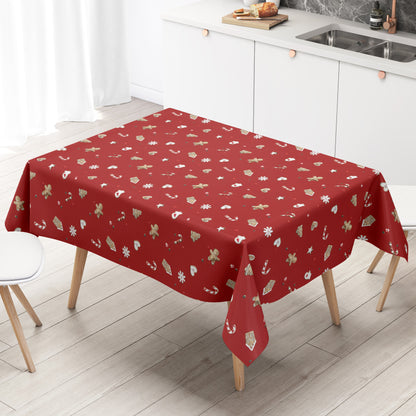 Wachstuch Tischdecke Weihnachten rot Lebkuchenmann