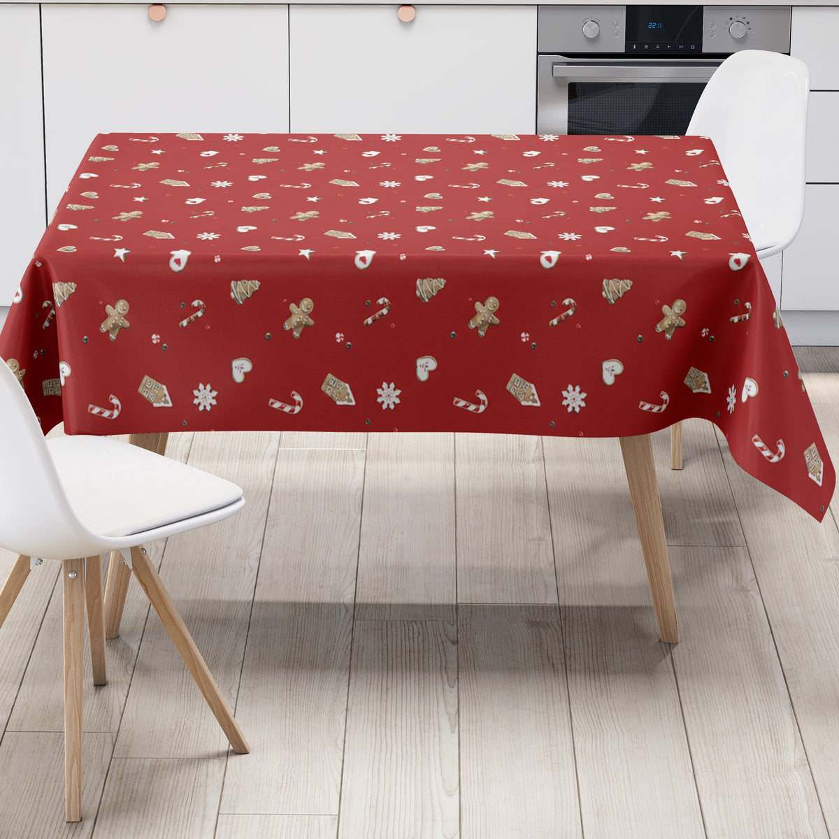 Wachstuch Tischdecke Weihnachten rot Lebkuchenmann
