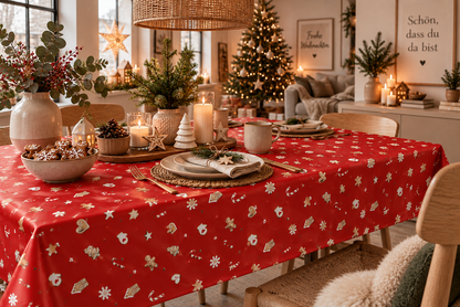 Wachstuch Tischdecke Weihnachten rot Lebkuchenmann