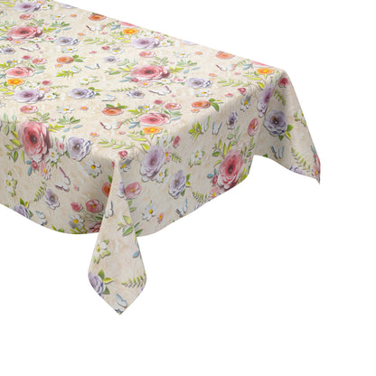 Wachstuch Tischdecke Blumen Blüten Schmetterlinge