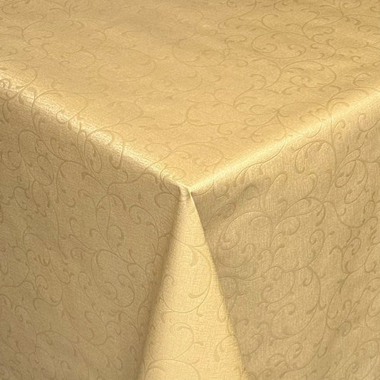 Wachstuch Tischdecke Damast geprägt 03038-10 gold Elegant floral eckig rund oval