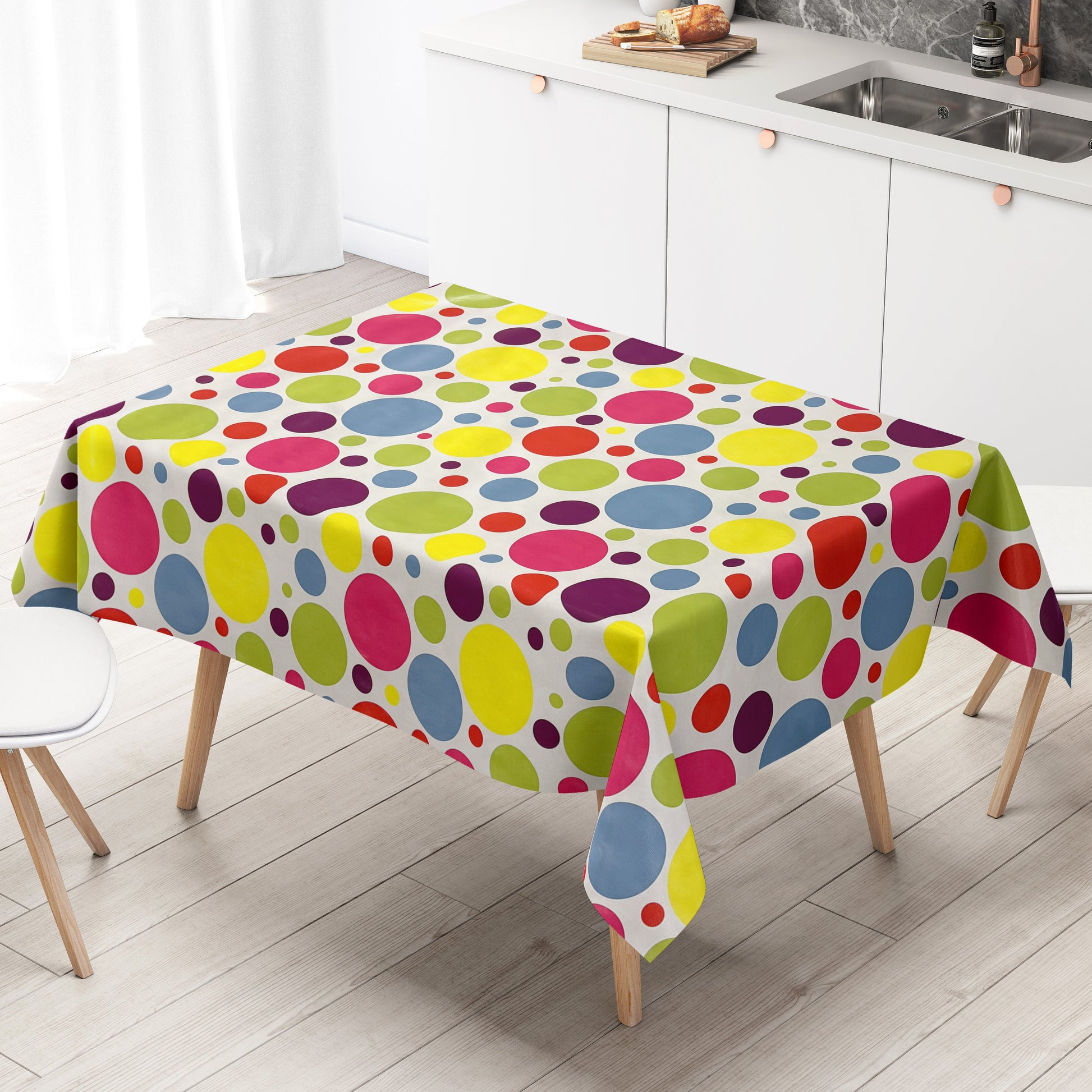 Wachstuch Tischdecke bunte Punkte