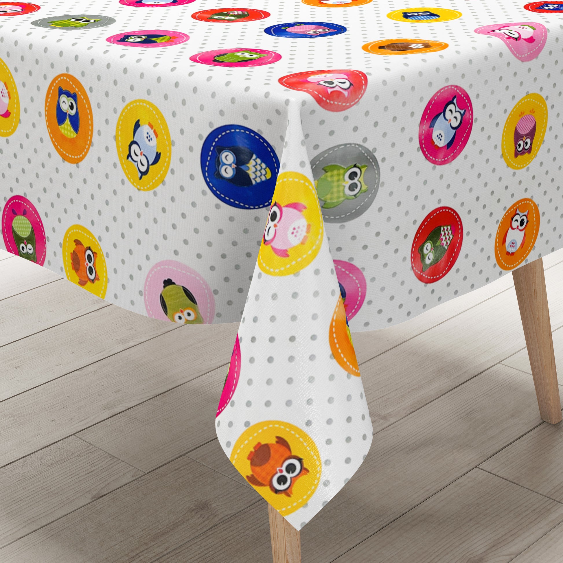 Wachstuch Tischdecke bunte Eulen