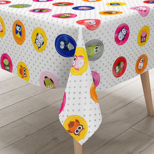 Wachstuch Tischdecke bunte Eulen