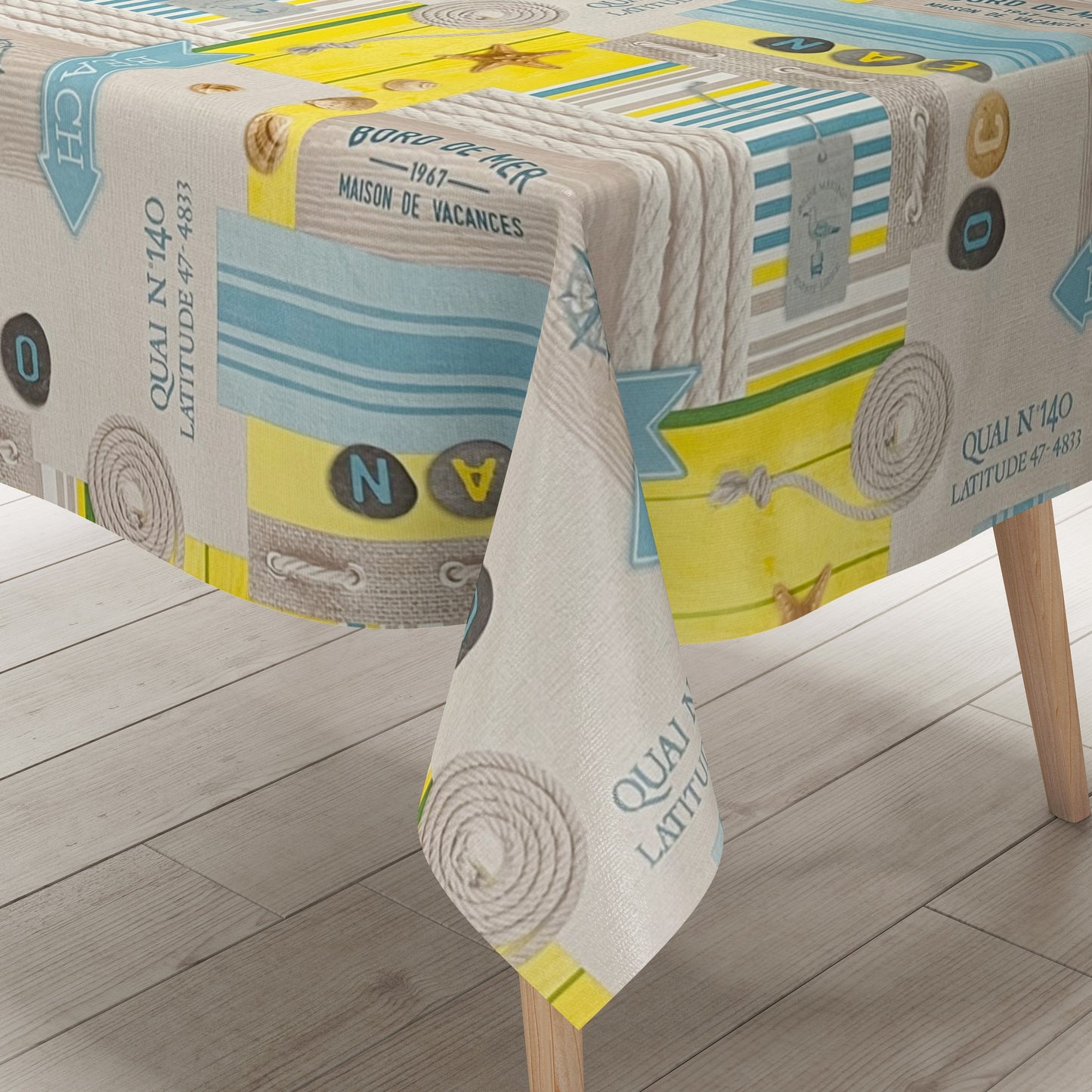 Nappe toile cirée vendue au mètre 01301-00 Pâques Lapin de Pâques Tulipes carrée ronde ovale