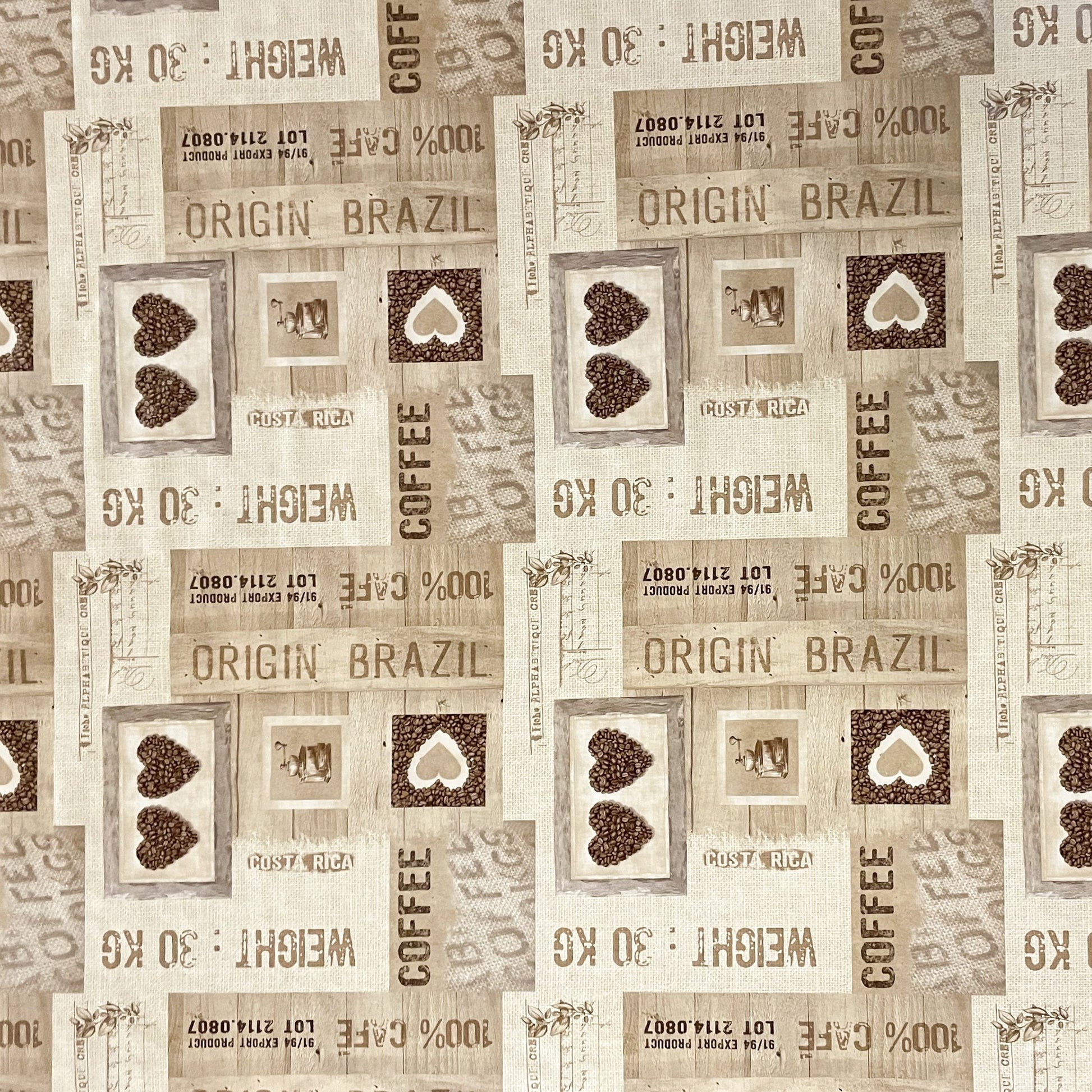 Wachstuch Tischdecke Kaffeemotiv beige