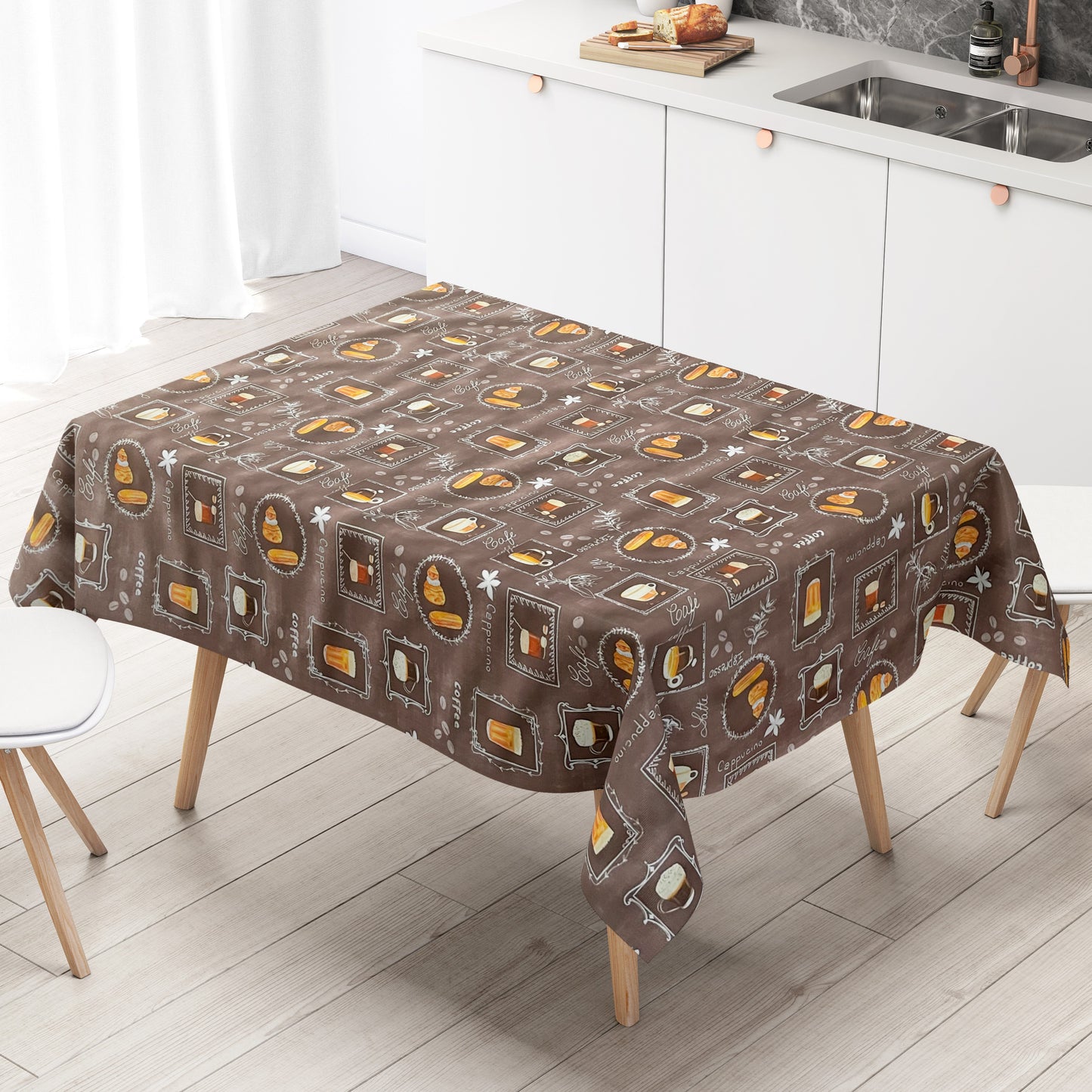 Wachstuch  Tischdecke Kaffee Latte braun