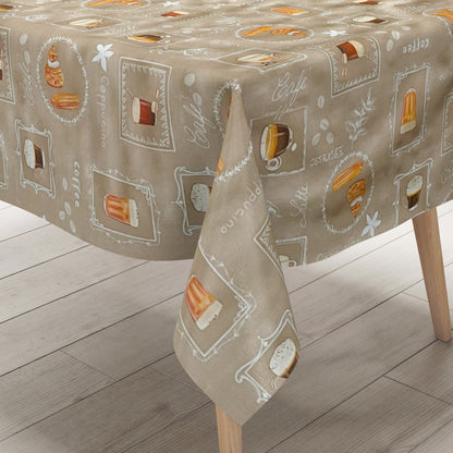 Wachstuch Tischdecke Kaffee beige
