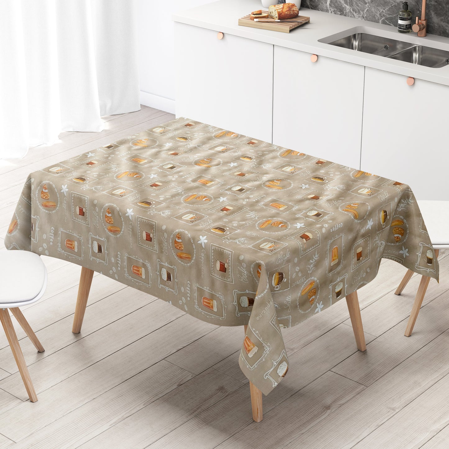 Wachstuch Tischdecke Kaffee beige